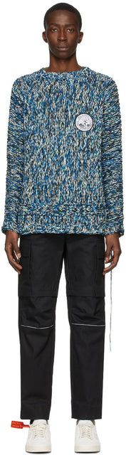 Off-White Blue Climb Rope Sweater - Pull à corde d'ascension bleu blanc blanc - off-white blue climb rope sweater
