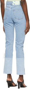 Off-White Blue Two-Tone Straight-Leg Jeans