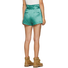 Off-White Green Satin Paperbag Shorts