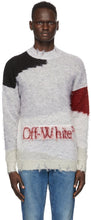 Off-White Grey Punked Sweater - Pull punté gris blanc blanc - off-white 회색 펑크 스웨터