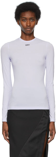 Off-White Purple Basic Long Sleeve T-Shirt - T-shirt à manches longues de base pourpre blanc cassé - 화이트 퍼플 기본 긴 소매 티셔츠