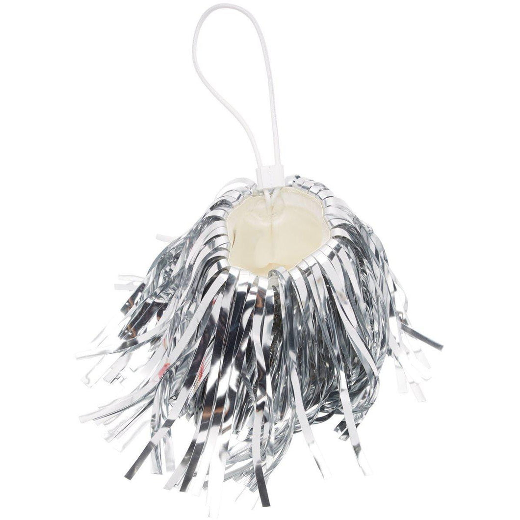 Off-White Silver Mini Fringe Pompom Pouch - Pochette de pompon de mini-franges en argent blanc cassé - 화이트 실버 미니 프린지 Pompom 파우치