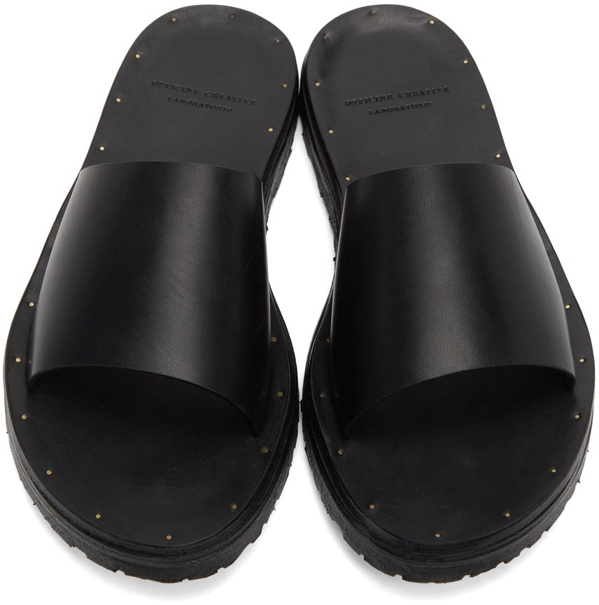 Officine Creative Black Leather Chios 1 Sandals