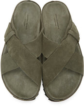 Officine Creative Green Suede AgorÃ  3 Sandals