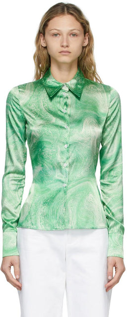 Opening Ceremony Green Allover Marble Shirt - Cérémonie d'ouverture Vert Allermer chemise en marbre - 열기 의식 녹색 allover 대리석 셔츠