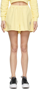 Opening Ceremony Yellow Warped Logo Sweat Shorts - Cérémonie d'ouverture Jaune Warped Logo Sweat Short - 열기 의식 노란색 로고 땀을 흘리며 땀을 흘린다