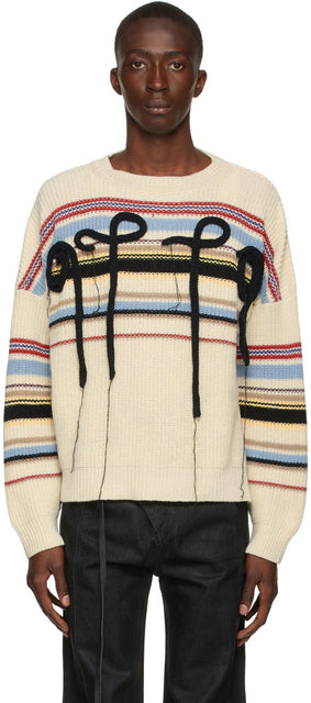 Ottolinger Off-White Carl Stripe Knit Fluff Sweater - Ottolinger Sweat Heater Sweat Hear Blanc Stripe Stripe - Ottolinger 오프 화이트 칼 스트라이프 니트 솜털 스웨터