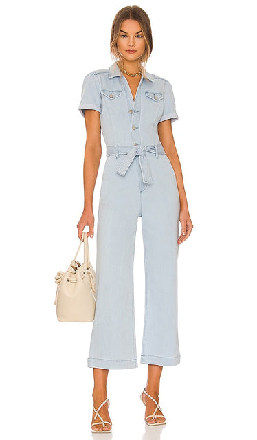 PAIGE Anessa Puff Sleeve Jumpsuit in Baby Blue Paige Anessa Puff Suit à saut en bleu bébé Paige Anessa Puff袖子穿着淡蓝色的连身裤