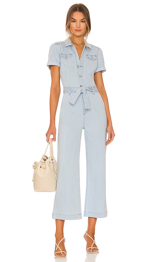 PAIGE Anessa Puff Sleeve Jumpsuit in Baby Blue Paige Anessa Puff Suit à saut en bleu bébé Paige Anessa Puff袖子穿着淡蓝色的连身裤