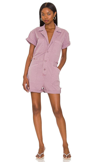 PISTOLA Parker Short Sleeve Romper in Lavender PISTOLA PARKER COURTER COURT Pistola Parker短袖Romper薰衣草