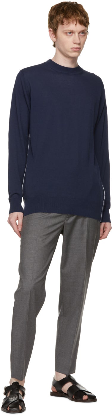 PRESIDENT's Blue Cotton Crepe Sweater