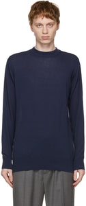 PRESIDENT's Blue Cotton Crepe Sweater - Pull en crêpe en coton bleu du président - 대통령의 블루 코튼 크레이프 스웨터