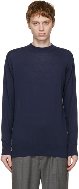 PRESIDENT's Blue Cotton Crepe Sweater - Pull en crêpe en coton bleu du président - 대통령의 블루 코튼 크레이프 스웨터