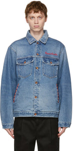 PRESIDENT's Blue Denim Crochet Arturo Jacket - Veste Arturo Crochet Arturo Crochet Arturo Crochet du Président - 대통령의 블루 데님 크로 셰 뜨개질 Arturo 재킷