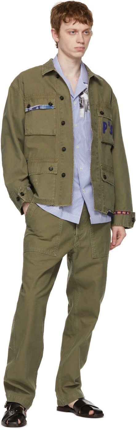 PRESIDENT's Blue Pinstripe Picture Print Rangi Short Sleeve Shirt