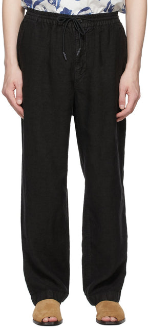 PRESIDENT's SSENSE Exclusive Black Linen Leisure Trousers - Pantalon de loisirs exclusifs exclusifs de lin de lin noir Ssense du Président - 대통령의 Ssense 독점적 인 블랙 리넨 레저 바지