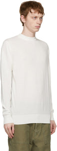 PRESIDENT's White Cotton Crepe Sweater