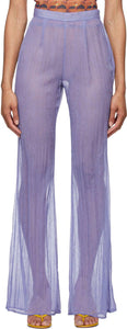 PRISCAVera Purple Chiffon Fitted Flared Lounge Pants - Priscavera Pantalon de salon évasé aménagé - Priscavera 보라색 시폰은 Flared Lounge Pants를 장착했습니다