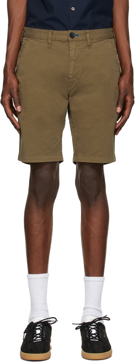 PS by Paul Smith Beige Garment-Dyed Shorts - PS by Paul Smith beige shorts teints de vêtement beige - PS 바울 스미스 베이지 의류 염색 반바지