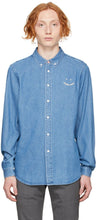 PS by Paul Smith Blue Denim Happy Shirt - PS by Paul Smith Blue Denim Happy Shirt - PS 바울 스미스 블루 데님 행복한 셔츠