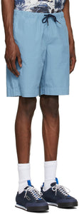 PS by Paul Smith Blue Twill Drawstring Shorts