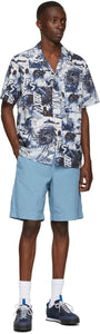 PS by Paul Smith Blue Twill Drawstring Shorts