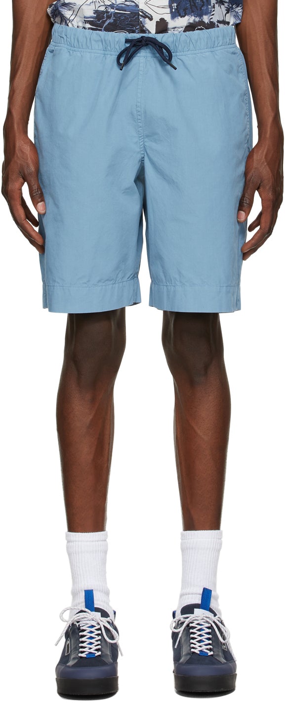 PS by Paul Smith Blue Twill Drawstring Shorts - PS by Paul Smith Blue Twill Cordon de serrage - PS 바울 스미스 블루 능 직물 Drawstring 반바지