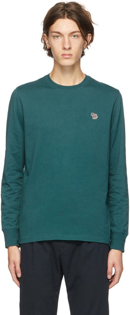 PS by Paul Smith Green Organic Zebra Logo Long Sleeve T-Shirt - PS by Paul Smith Green Zebra Zebra Logo T-shirt à manches longues à manches longues - PS 바울 스미스 그린 유기 얼룩말 로고 긴 소매 티셔츠
