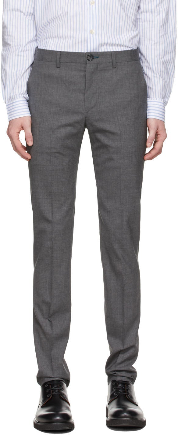 PS by Paul Smith Grey Wool Slim-Fit Trousers - PS par Paul Smith Grey Fit Pantalons Slim-Fit - PS 바울 스미스 회색 양모 슬림 피트 바지