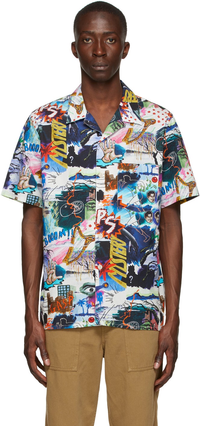PS by Paul Smith Multicolor 'Pulp' Print Short Sleeve Shirt - PS by Paul Smith Multicolore 'Pulp' imprimé chemise à manches courtes à manches courtes - PS By Paul Smith Multicolor 'Pulp'인쇄 짧은 소매 셔츠 인쇄