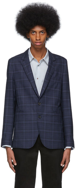 PS by Paul Smith Navy Check Unlined Blazer - PS by Paul Smith Navy Vérification Blazer non doublé - PS 바울 스미스 네이비 unlined blazer를 확인하십시오