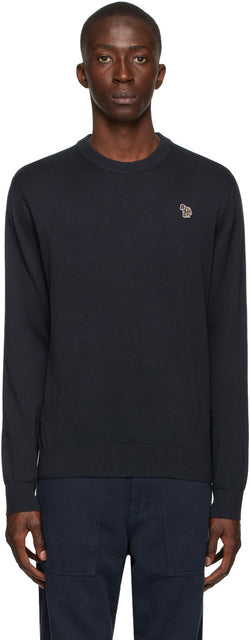 PS by Paul Smith Navy Cotton Zebra Logo Sweater - Ps par Paul Smith Navy Cotton Zebra Logo Pull - PS 바울 스미스 해군 코 튼 얼룩말 로고 스웨터
