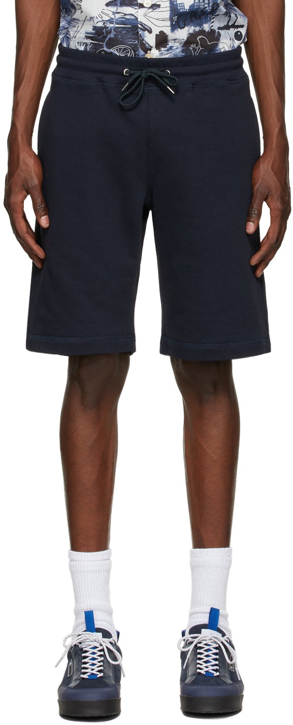 PS by Paul Smith Navy Organic Cotton Zebra Logo Shorts - PS by Paul Smith Navy Bio Coton Zebra Logo Short - PS 바울 스미스 해군 유기농 코튼 얼룩말 로고 반바지