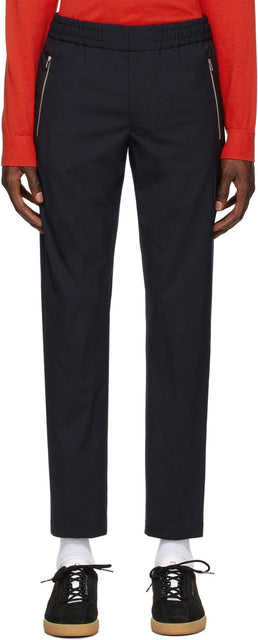 PS by Paul Smith Navy Wool Drawstring Trousers - Ps par Paul Smith Navy Cordon de cordon de cuissard - PS Paul Smith Navy Wool Drawstring 바지