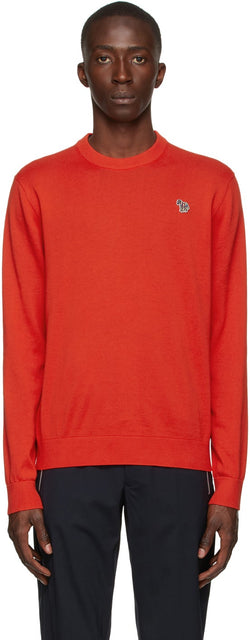 PS by Paul Smith Orange Cotton Zebra Logo Sweater - Ps par Paul Smith Orange Coton Zebra Logo Pull - PS 바울 스미스 오렌지 코튼 얼룩말 로고 스웨터에 의해