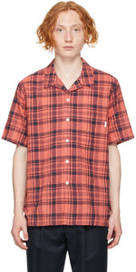 PS by Paul Smith Red Linen Check Short Sleeve Shirt - PS by Paul Smith Red Link Chemise à manches courtes - PS 바울 스미스 레드 리넨 체크 짧은 소매 셔츠