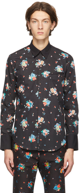 Paco Rabanne Black Floral Print Shirt - Chemise à imprimé floral noir Paco Rabanne - Paco Rabanne 블랙 플로랄 프린트 셔츠