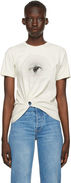 Paco Rabanne Off-White Eye Cropped T-Shirt - T-shirt recadré sur les yeux blanc cassé Paco Rabanne - Paco Rabanne Off-White Eye Cropped T 셔츠