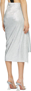 Paco Rabanne Silver Jersey Gathered Skirt