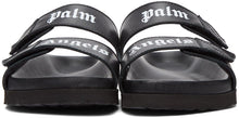 Palm Angels Black Leather Logo Sandals