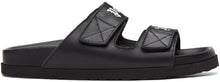 Palm Angels Black Leather Logo Sandals - Sandales de logo en cuir noir Palm anges - 팜 천사 블랙 가죽 로고 샌들