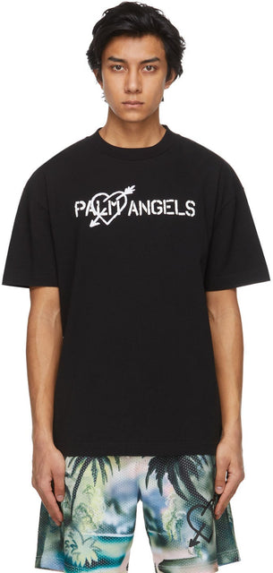 Palm Angels Black Pierced Heart T-Shirt - T-shirt coeur percé noir des palmels - 팜 천사 블랙 피어싱 된 심장 티셔츠