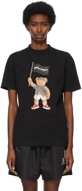 Palm Angels Black Pirate Bear T-Shirt - T-shirt d'ours de pirate noire de Palm anges - 팜 천사 검은 해적 곰 티셔츠