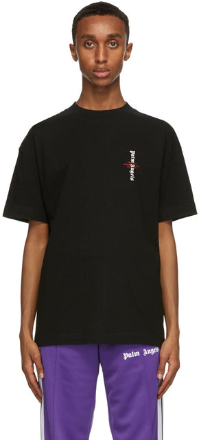Palm Angels Black Statement T-Shirt - T-shirt de déclaration noire de Palm anges - 팜 천사 검은 성명 T 셔츠