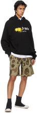 Palm Angels Khaki Camo Curved Logo Lounge Shorts