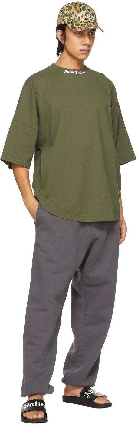 Palm Angels Khaki Double Logo T-Shirt