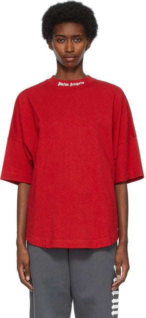 Palm Angels Red Double Logo T-Shirt - T-shirt Double logo Double Palm Agels Rouge - 팜 천사 레드 더블 로고 티셔츠