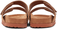 Palm Angels Tan Suede Logo Sandals