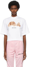 Palm Angels White Bear Cropped T-Shirt - T-shirt recadré à l'ours blanc d'anges de palmiers - 팜 천사 화이트 베어 자른 티셔츠