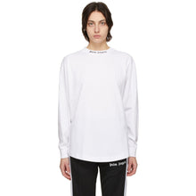 Palm Angels White Classic Logo Long Sleeve T-Shirt - T-shirt à manches longues classique de Palm anges - 팜 천사 화이트 클래식 로고 긴 소매 티셔츠